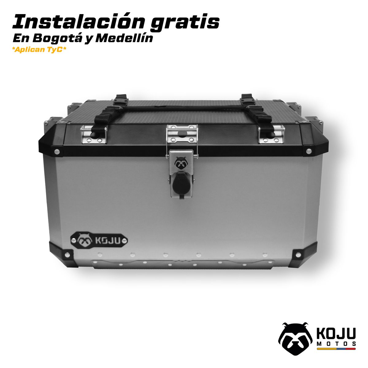 KOJU - Maletero en aluminio para moto-59L con accesorios KOJU