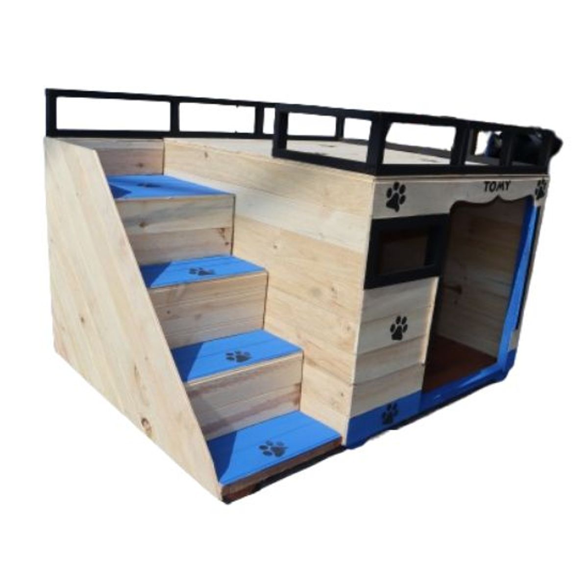 MAOS - Casa Terraza En Pino Para Perros Grandes DESARMABLE