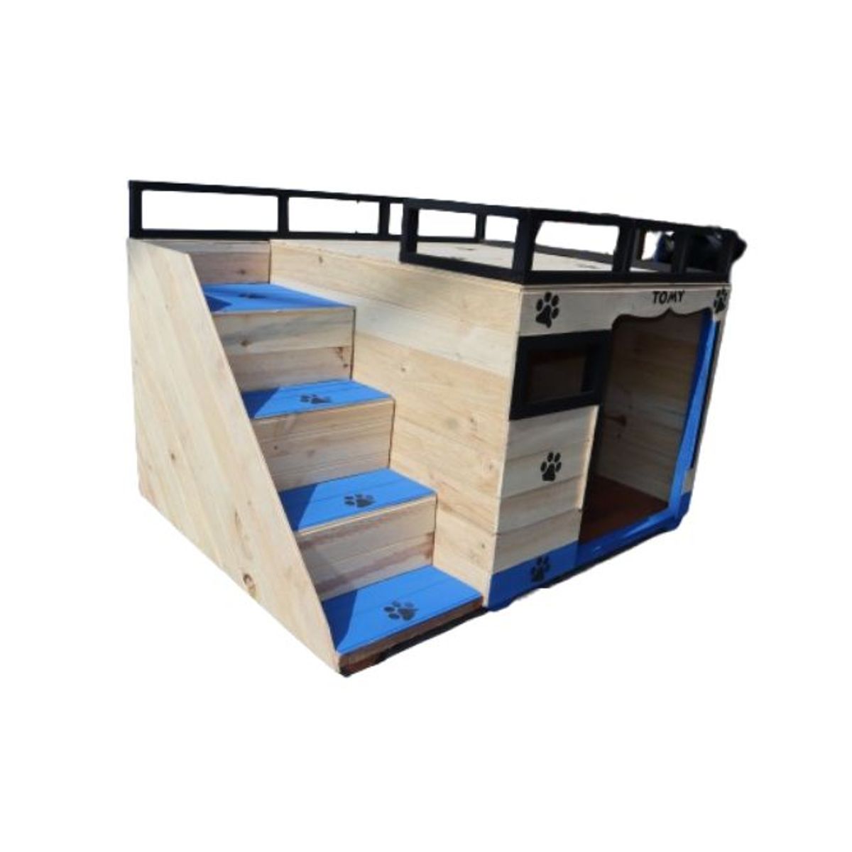 MAOS - Casa Terraza En Pino Para Perros Grandes DESARMABLE