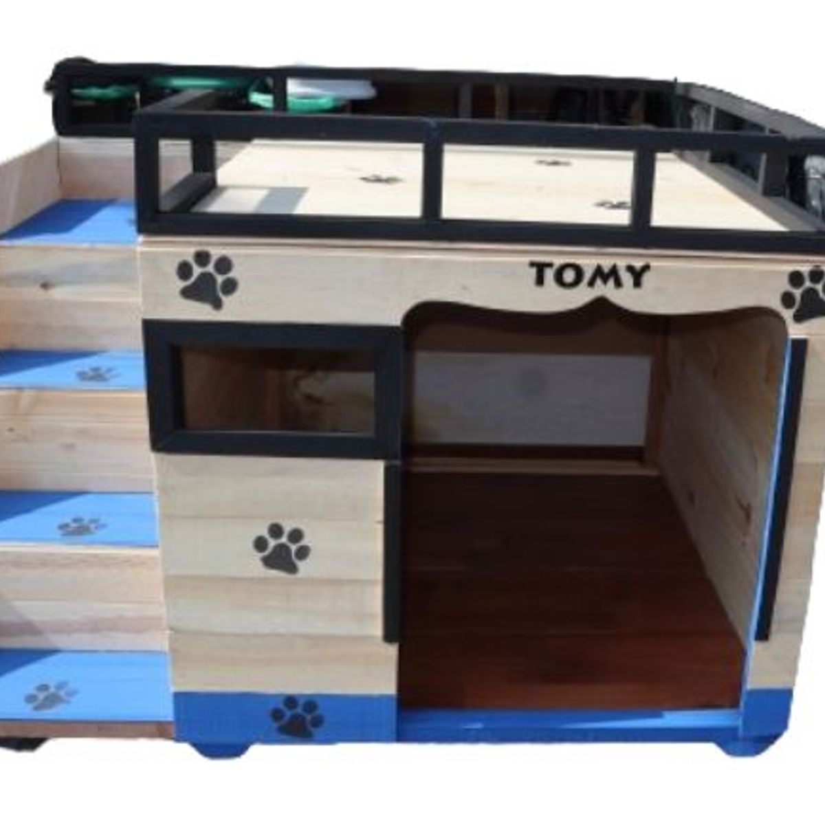 MAOS - Casa Terraza En Pino Para Perros Grandes DESARMABLE