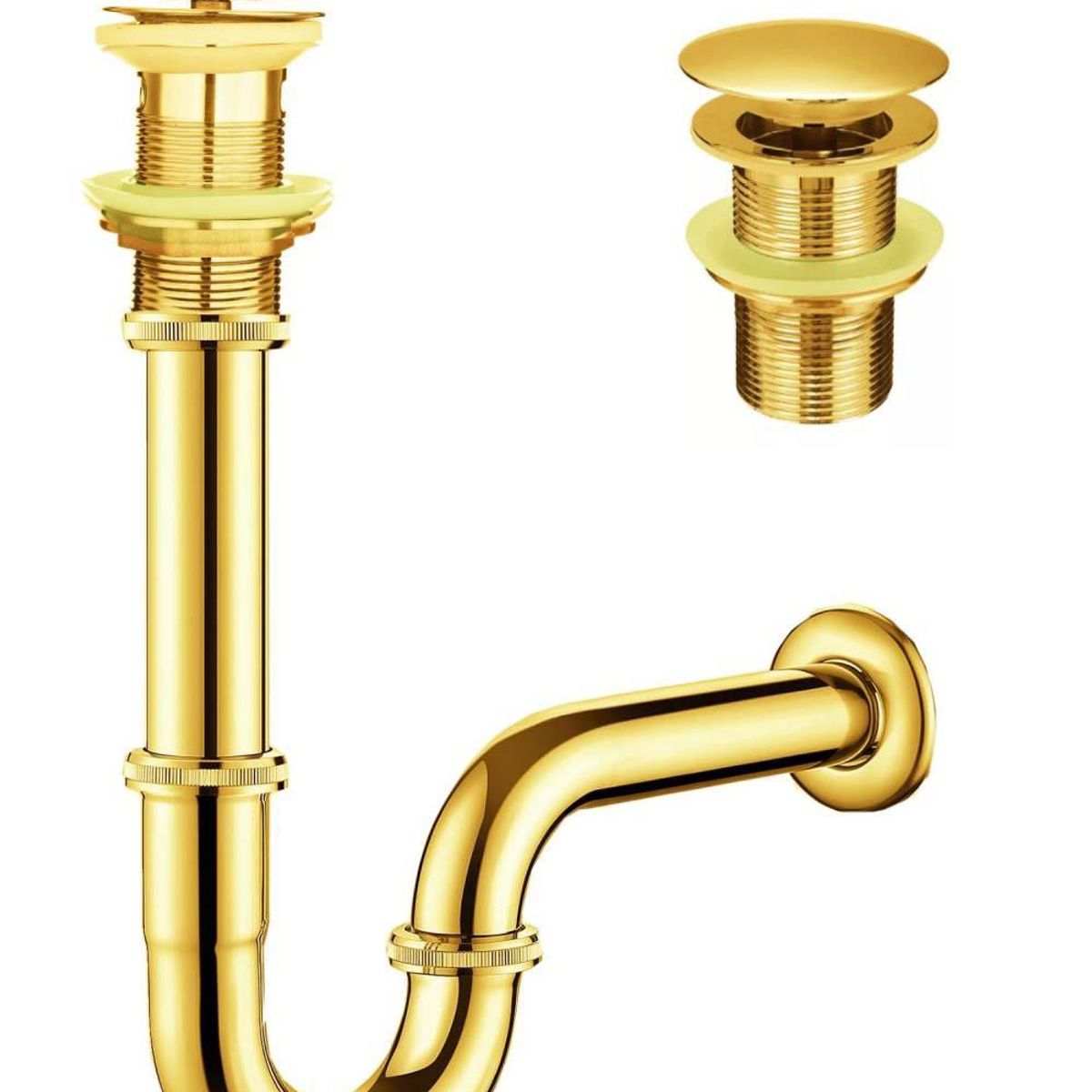 GENERICO - Kit Desagüe Sifón P Dorado Metálico Lavamanos -standar 1 1/4