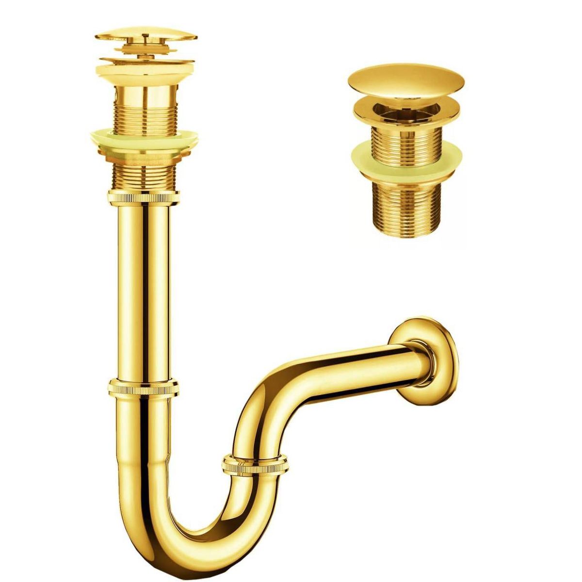 GENERICO - Kit Desagüe Sifón P Dorado Metálico Lavamanos -standar 1 1/4