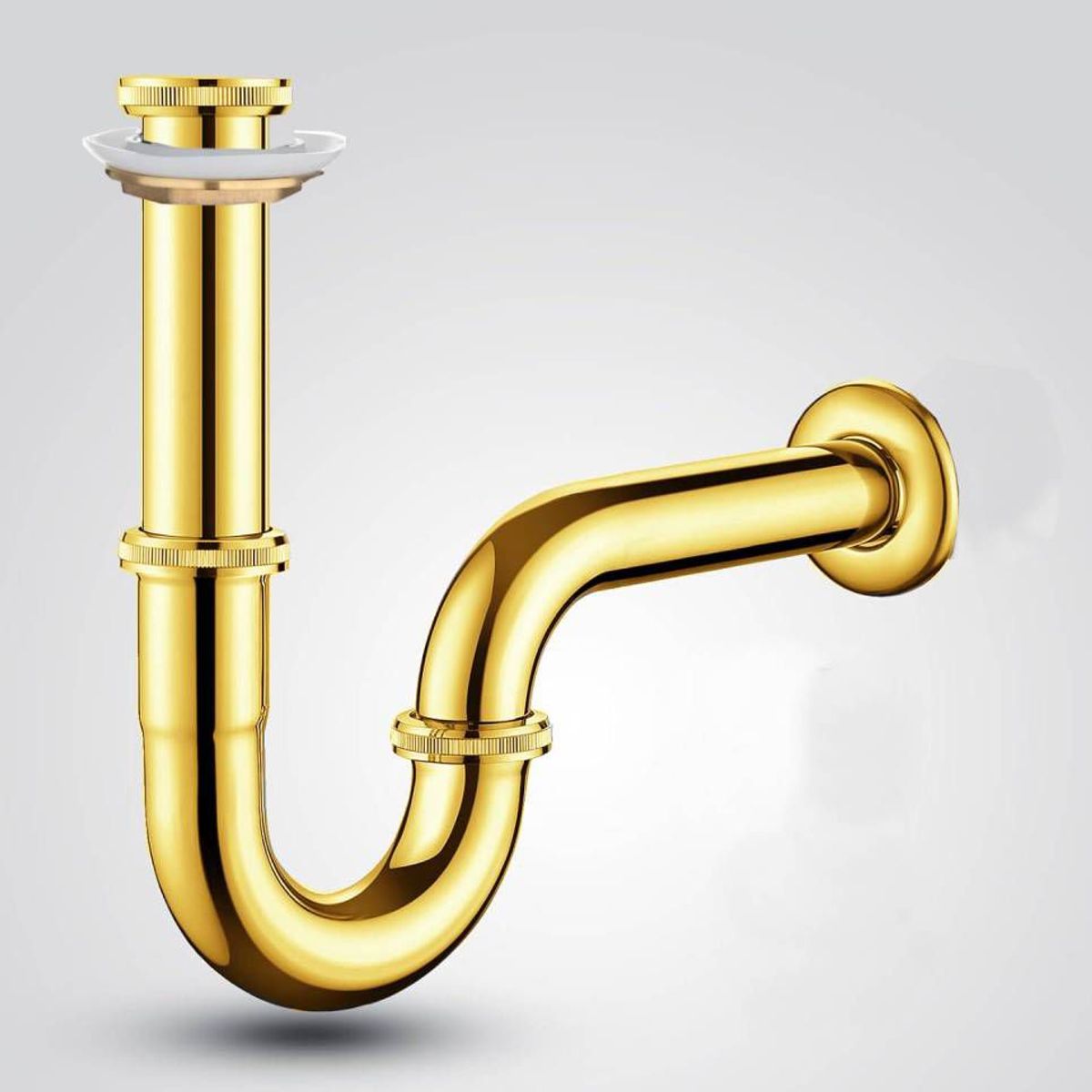 GENERICO - Kit Desagüe Sifón P Dorado Metálico Lavamanos -standar 1 1/4