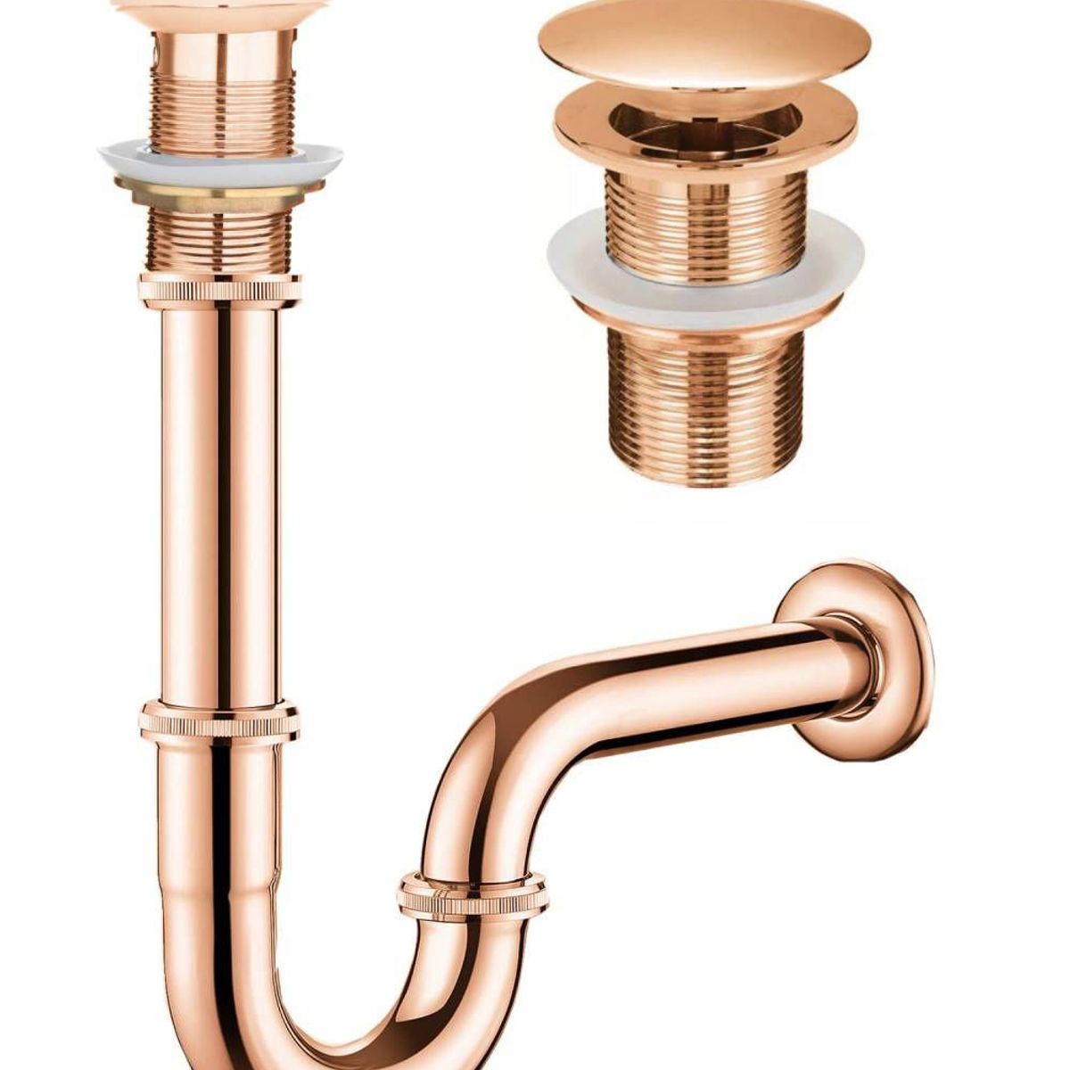 GENERICO - Kit Desagüe Sifón P Oro Rosa Metal Lavamanos-standar 1 1/4tm