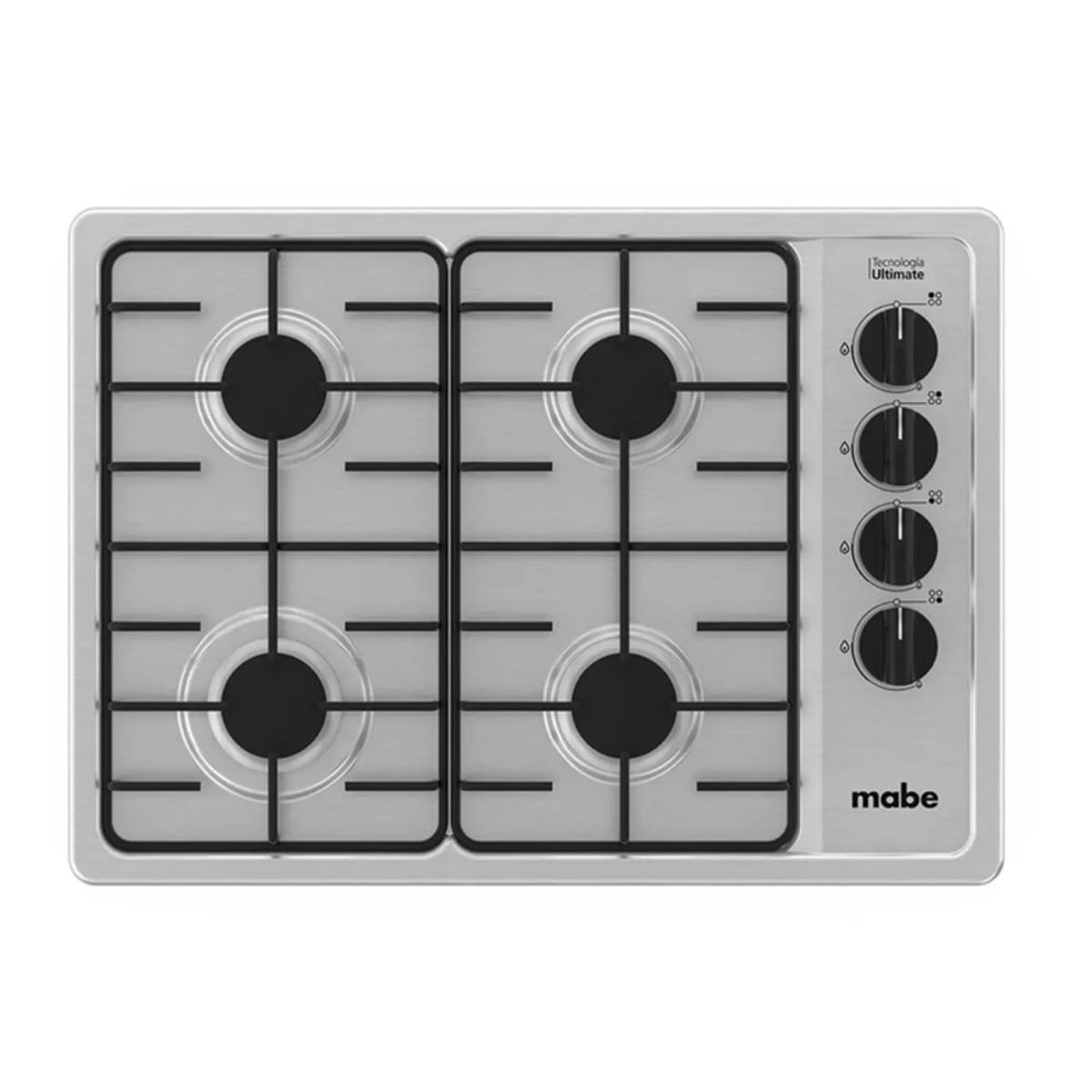 MABE - Cubierta Mabe 60 cm 4 Puestos Gas Natural Acero Inoxidable PM6044ENA0