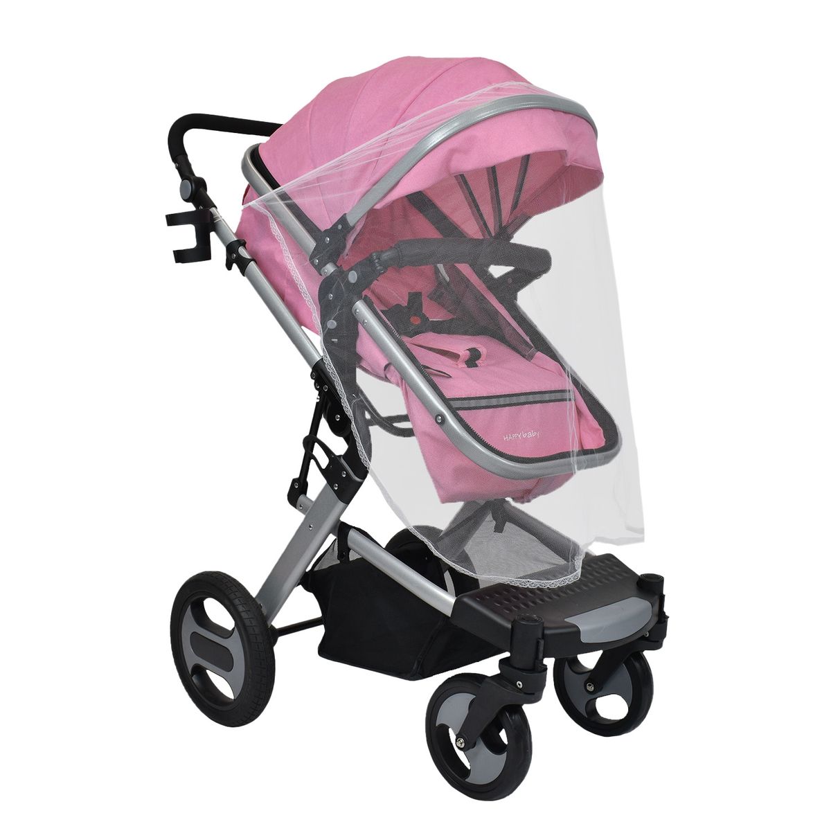 HAPPY BABY - Coche Moises Wow Bebe Rosa Happy Baby