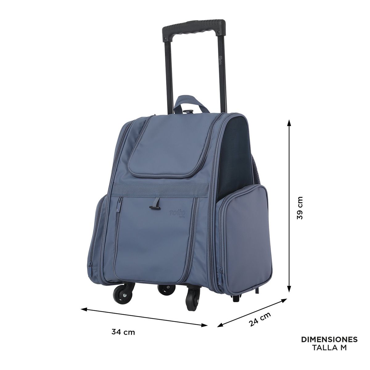 TOTTO - Cargador para mascota con ruedas Maxxie Gris