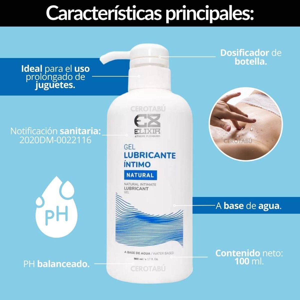 ELIXIR - Lubricante Neutro Gel Intimo Natural 500 ml Elixir