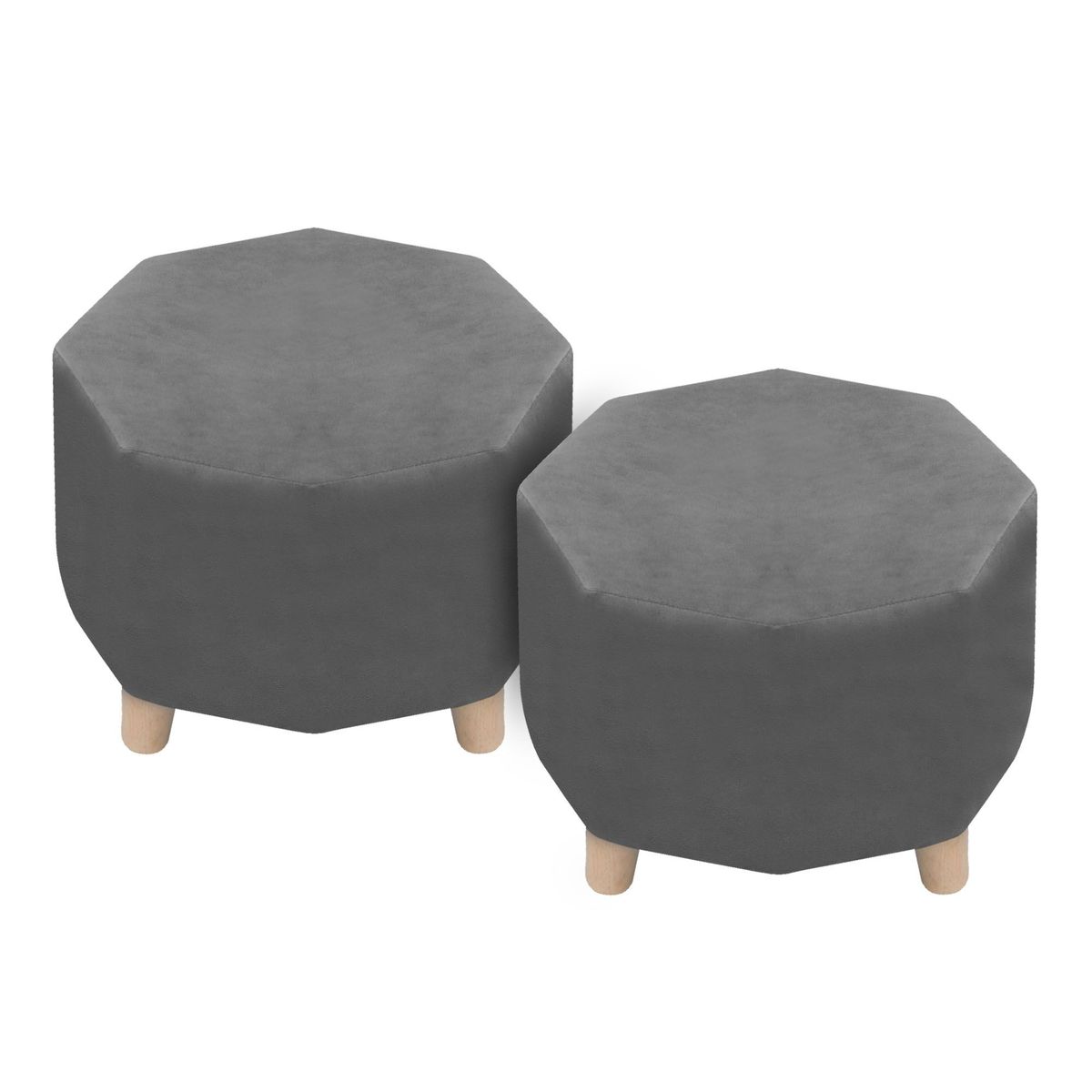 DORMILANDIA - Set x2 puff gris octagonal sídney