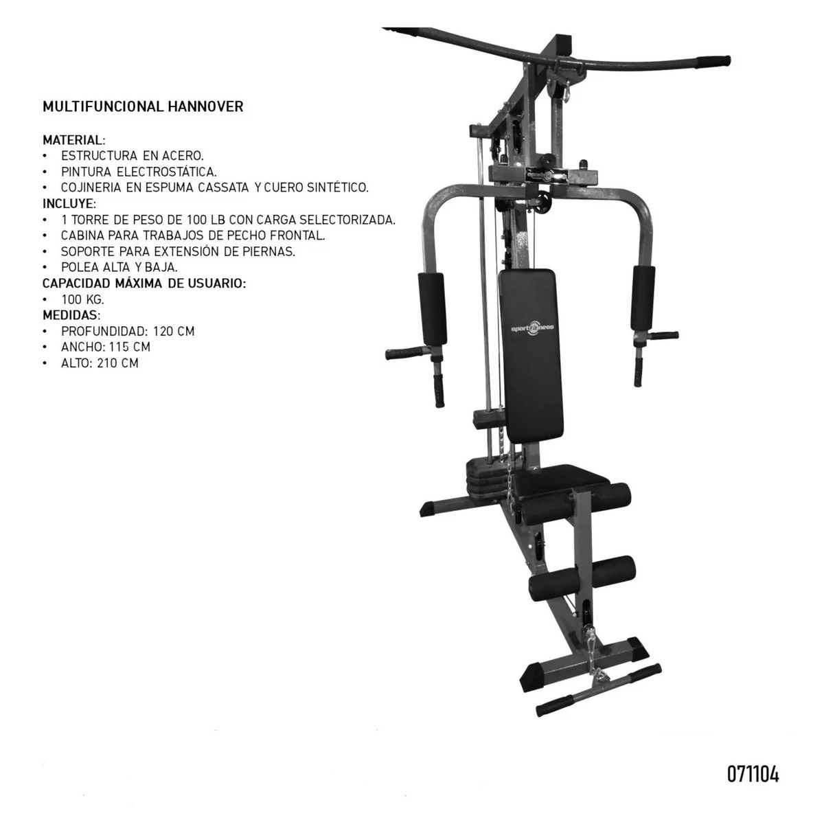 SPORT FITNESS - Multifuerza 1 Puesto Hannover 100Lbs Sportfitness