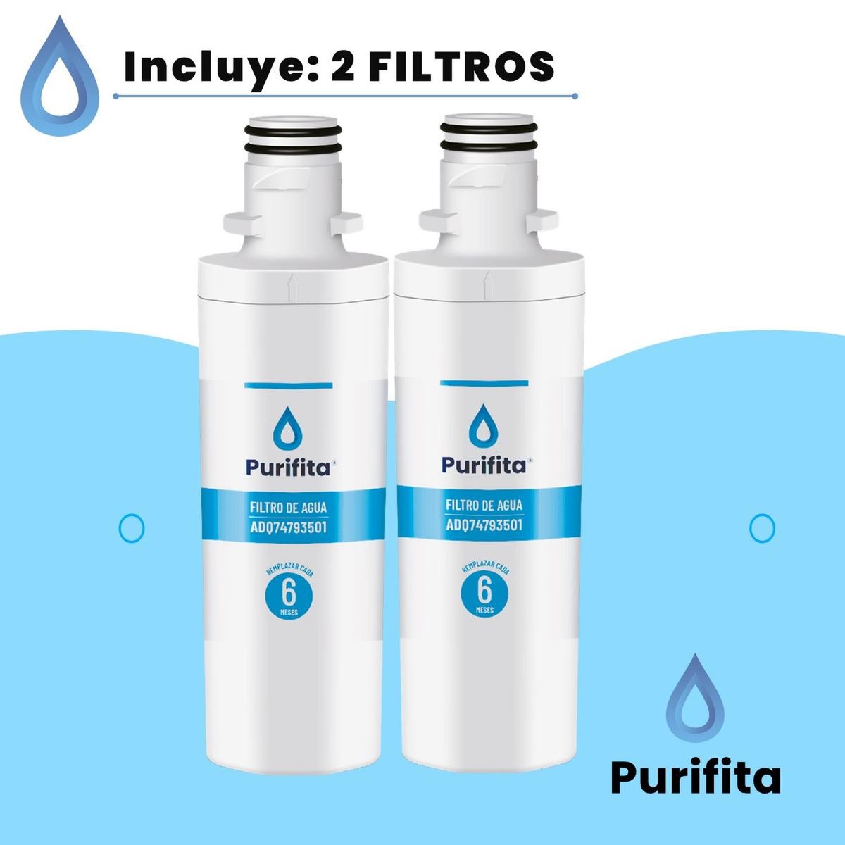 COREAQUA - Filtro De Agua Para Nevera LG Adq73693901 Set X2