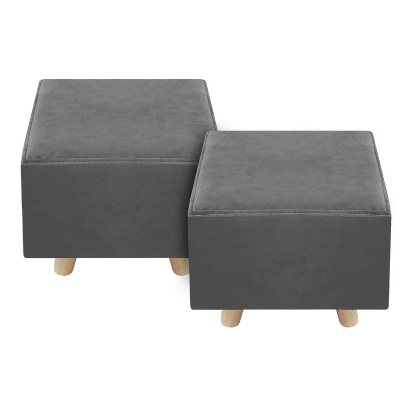 DORMILANDIA - Set x2 puff gris cuadrado sídney