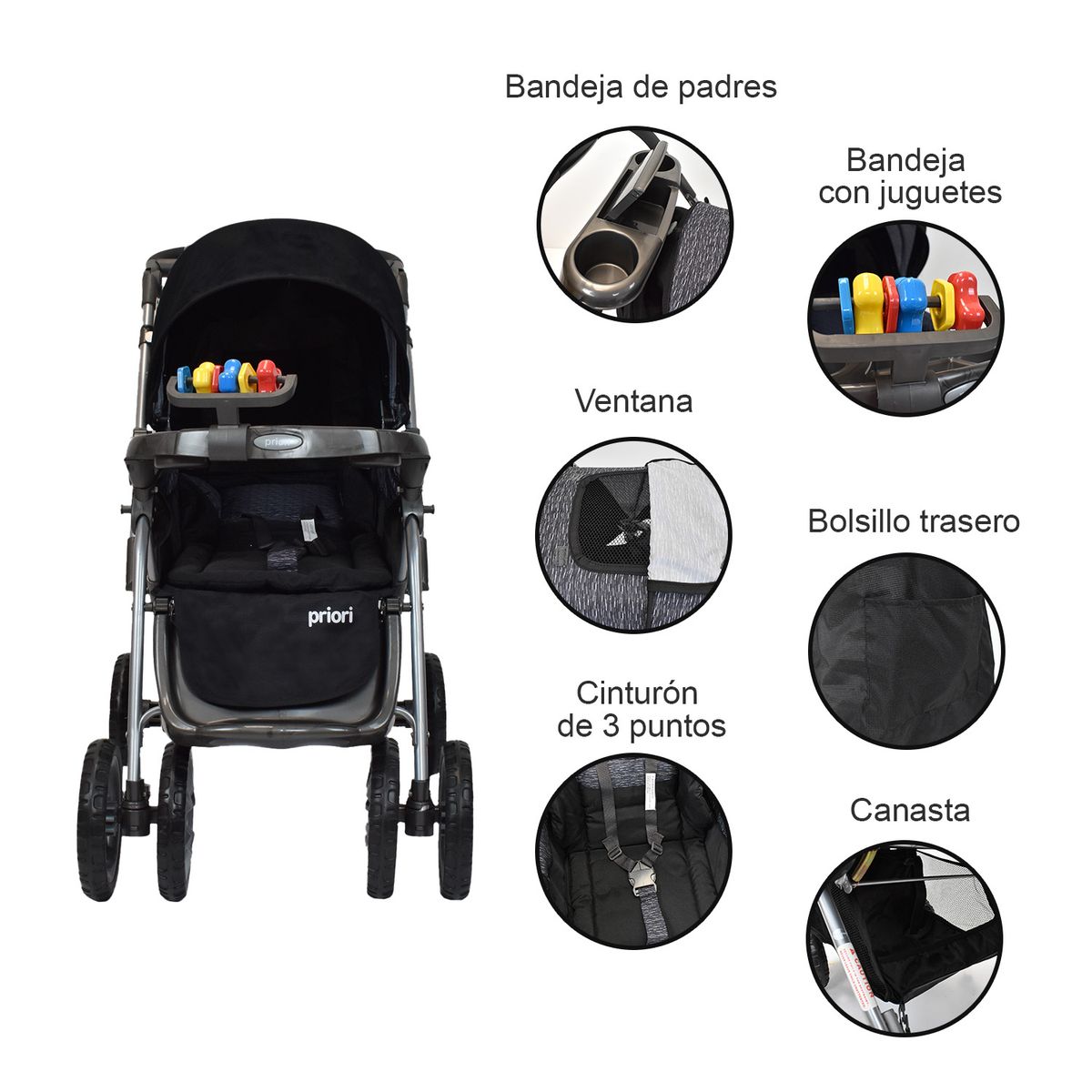 PRIORI - Coche Bebe Negro Supra Priori