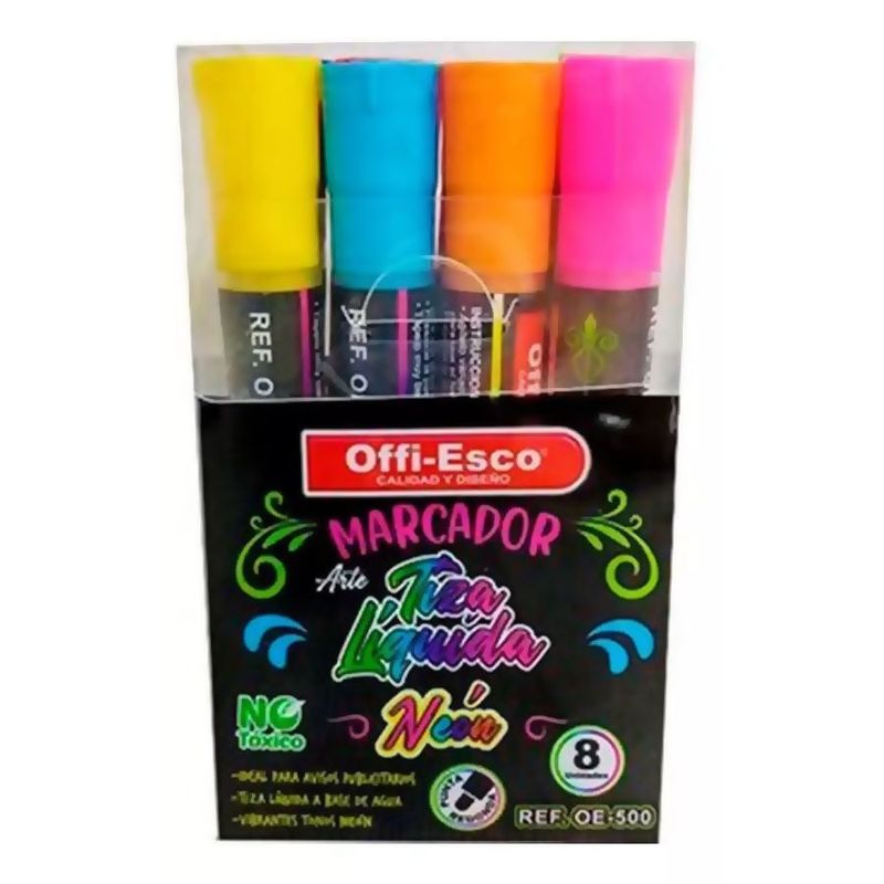 GENERICO - Marcador Tiza Liquida Neon Offi Esco X8 Und Oe-500 Vidrio