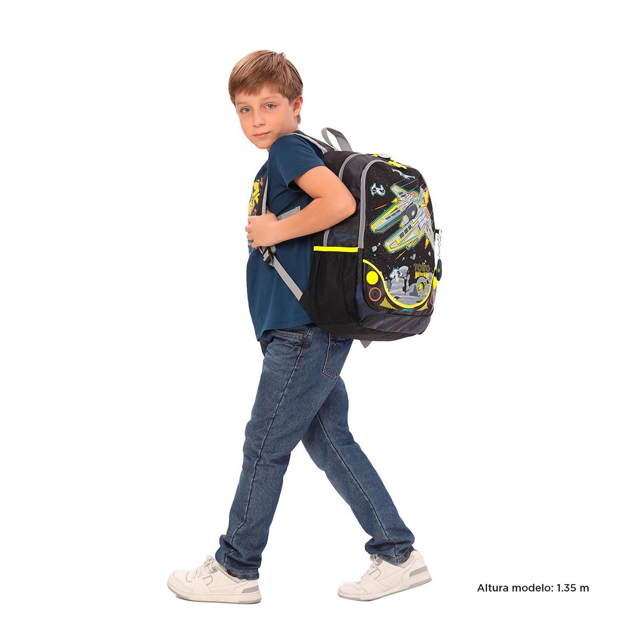 TOTTO - Morral Para Niño Spaceship L Negro