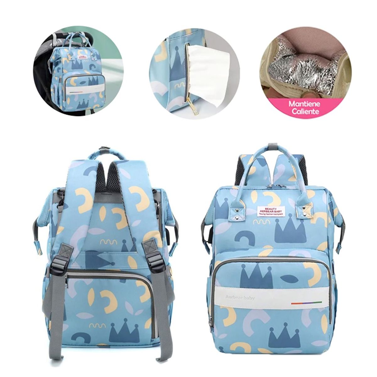 LANZURY IMPORTACIONES - Pañalera Bolso Maternidad de Gran Capacidad - AZUL-