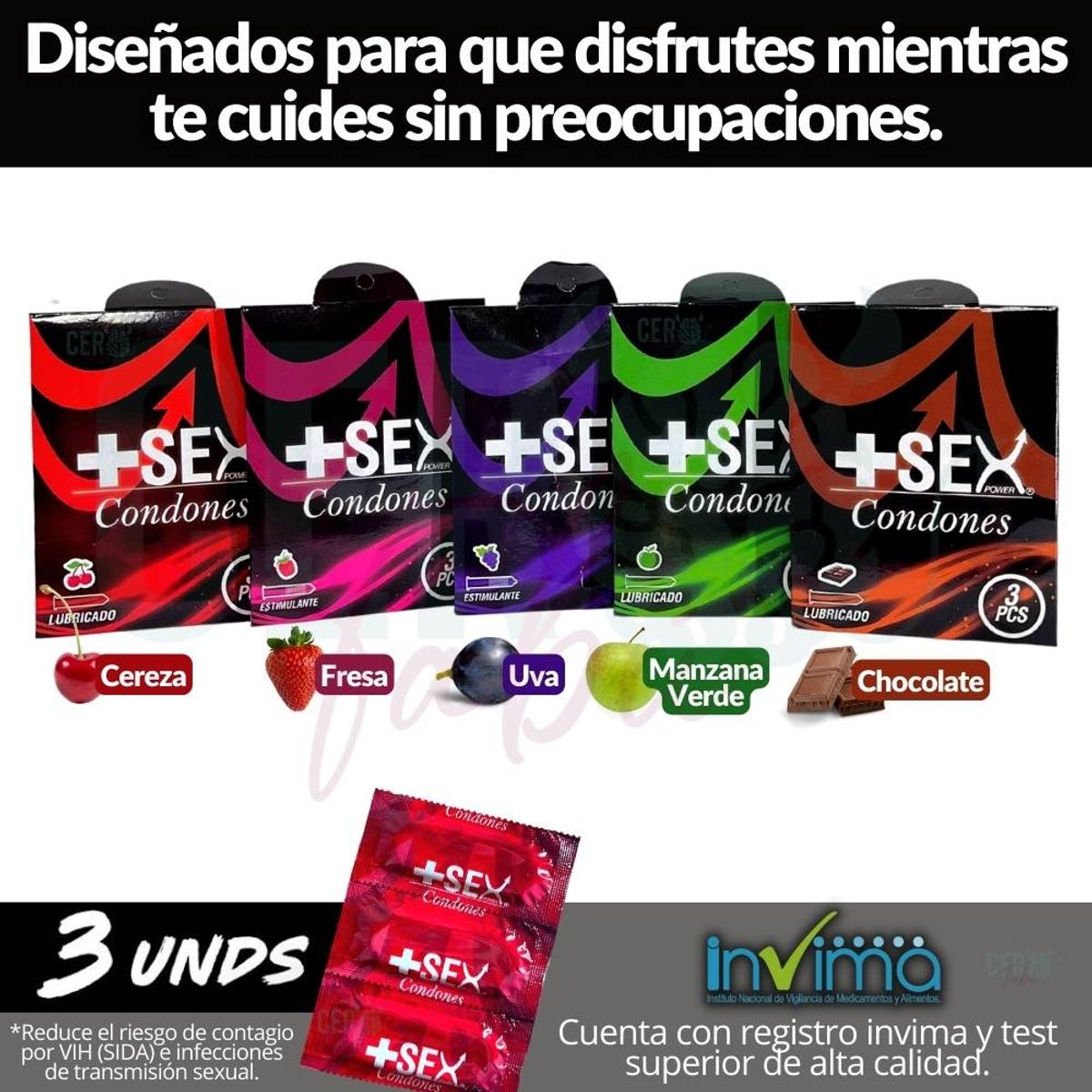 GENERICO - Condón Preservativo Aromatizado +Sex x60