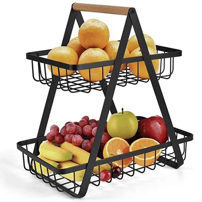 ONE PIXEL - Organizador De Cocina Metálico Frutero Y Alimentos 2 Pisos