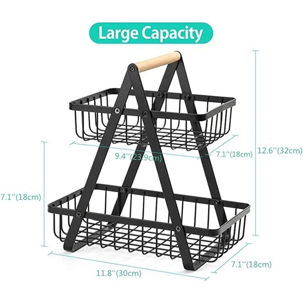 ONE PIXEL - Organizador De Cocina Metálico Frutero Y Alimentos 2 Pisos