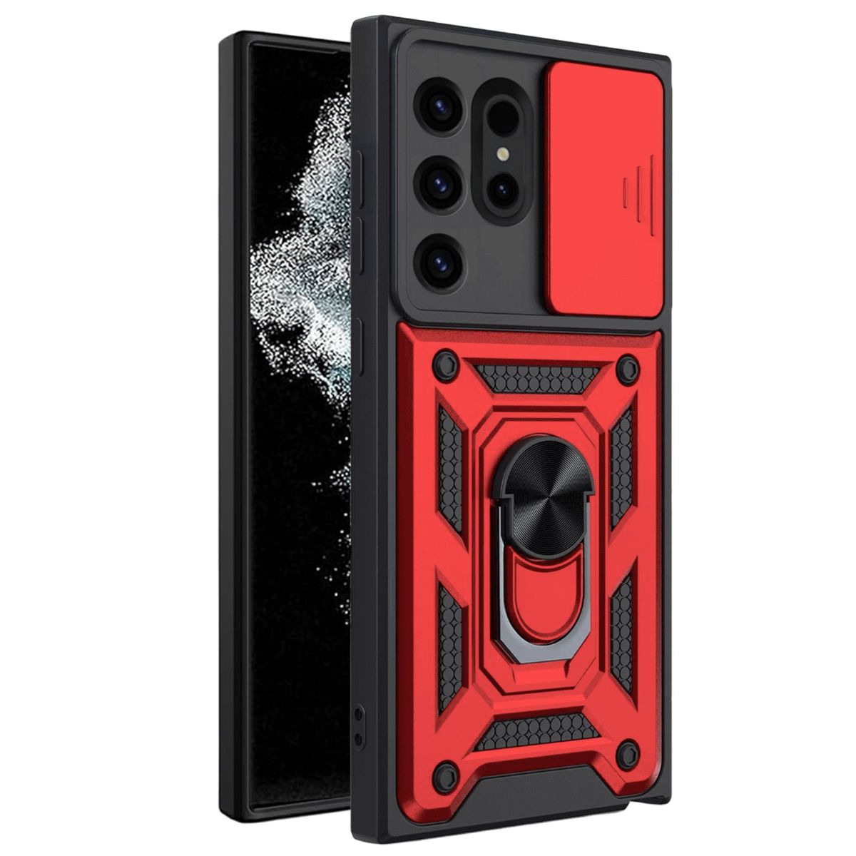 GENERICO - Funda Case Protector Cámara Slider Compatible Samsung S24 Ultra Rojo