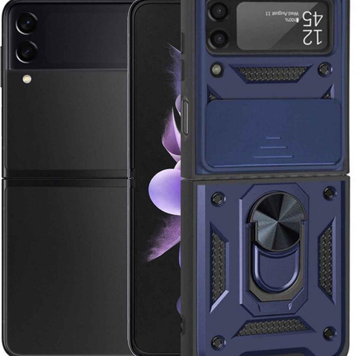 GENERICO - Funda Case Protector Cámara Slider Compatible Samsung Z Flip 3 Azul