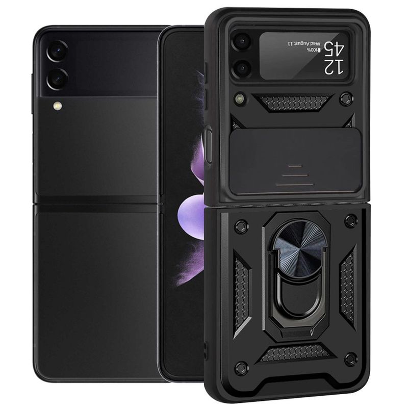 GENERICO - Funda Case Protector Cámara Slider Compatible Samsung Z Flip 4 Negro