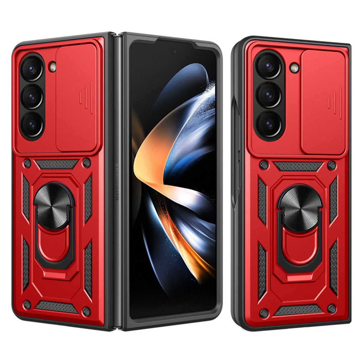 GENERICO - Funda Estuche Protector Slider Compatible Samsung Z Fold 5 Rojo