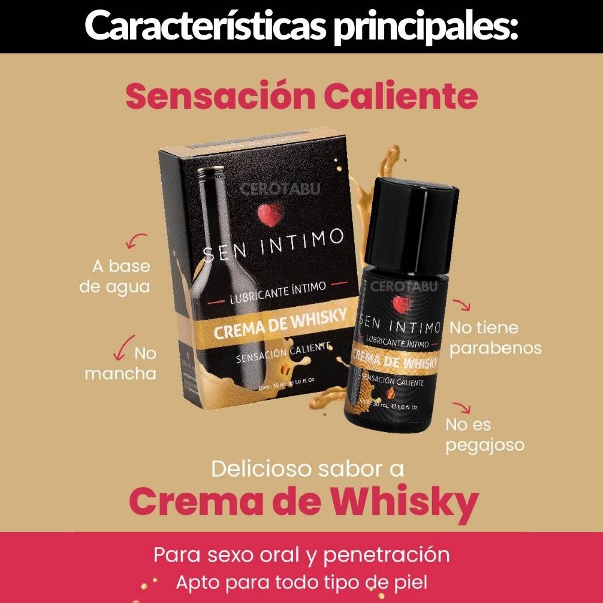 SEN INTIMO - Lubricante Caliente Sen Intimo Crema De Whisky x 30ml