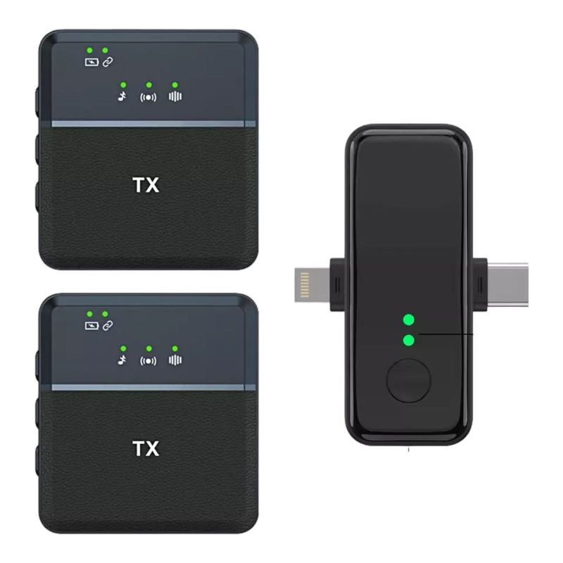 GENERICO - Micrófono De Solapa Inalámbrico Doble Para IPhone Y Android Sx31