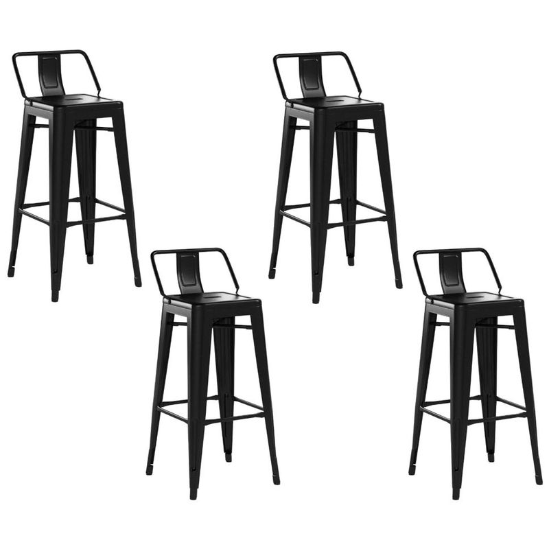 MOBLIHOUSE - Set X4 Butaco Alto Para Barra Metálico Moderna Con Espaldar Mbh