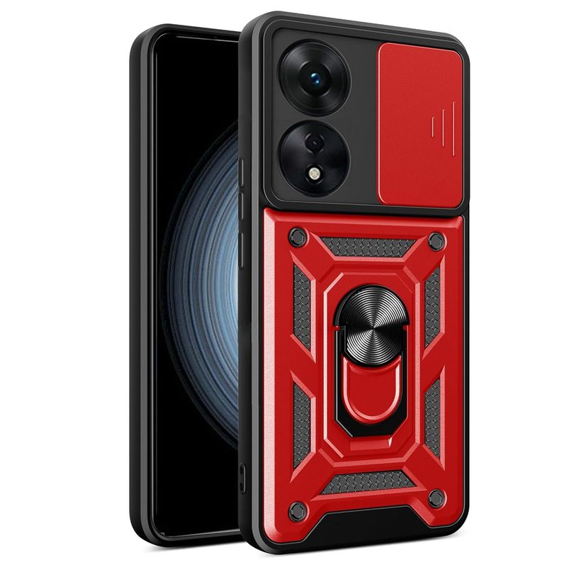 GENERICO - Funda Case Protector Cámara Slider Compatible Oppo A78 4G Rojo
