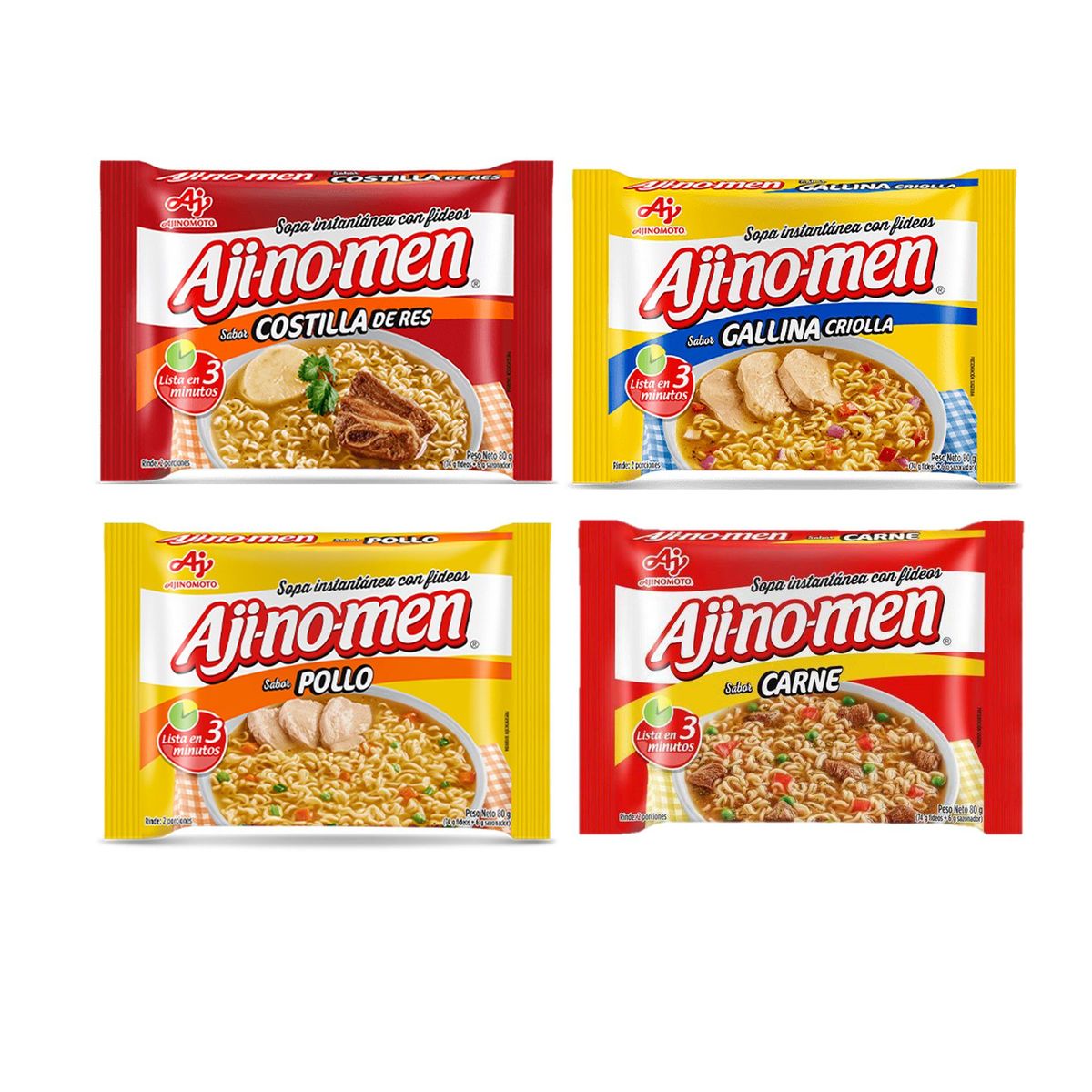 GENERICO - Ajinomen Sopa Instantanea  con Fideos 80grs x4unds