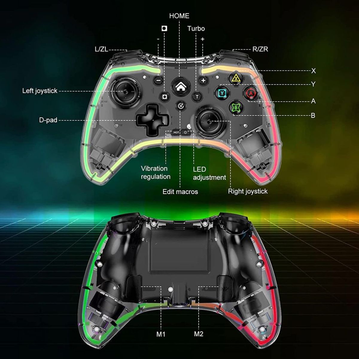 GENERICO - Control Gamer Inalámbrico Rgb Gamepad Futurista Lh-3