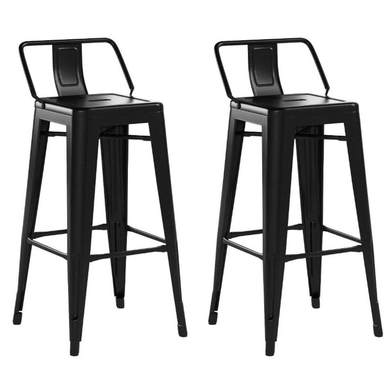 MOBLIHOUSE - Set X2 Butaco Alto Para Barra Metálico Moderna Con Espaldar Mbh