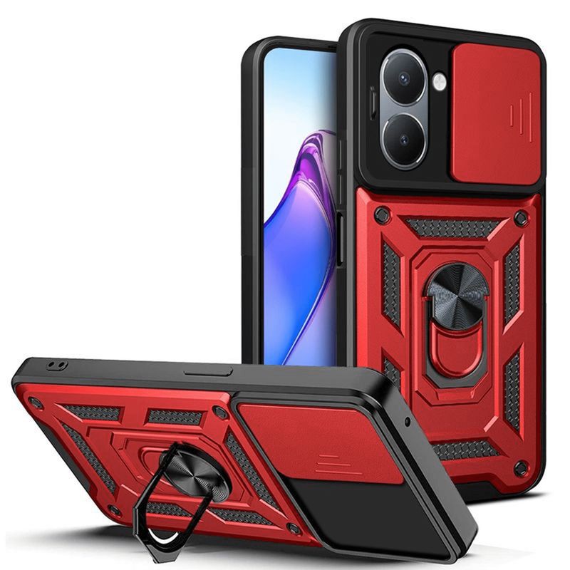 GENERICO - Funda Case Protector Cámara Slider Compatible Con Vivo Y27S Rojo