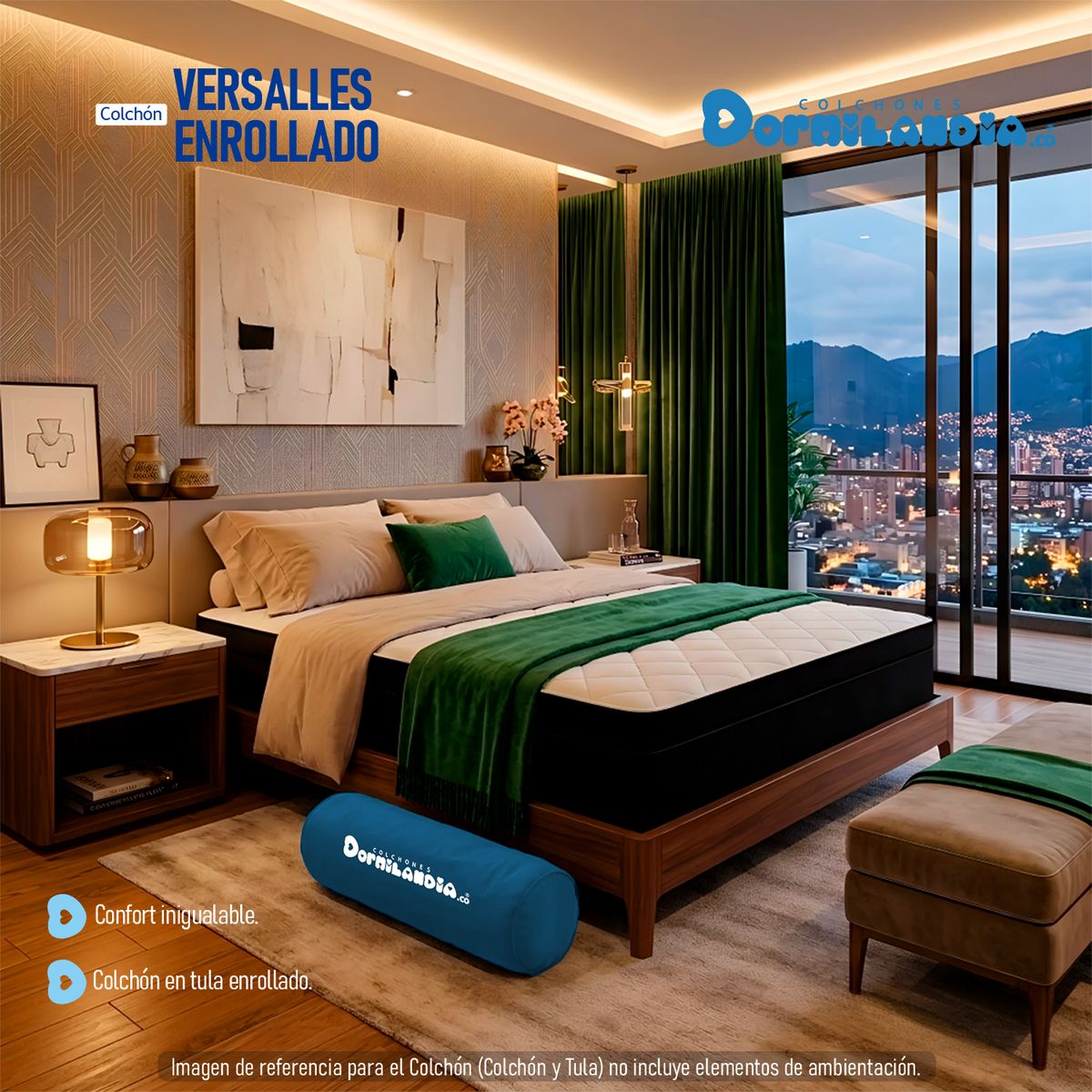 DORMILANDIA - Colchón Versalles Semidoble Resortado Enrollado En Tula Confortable