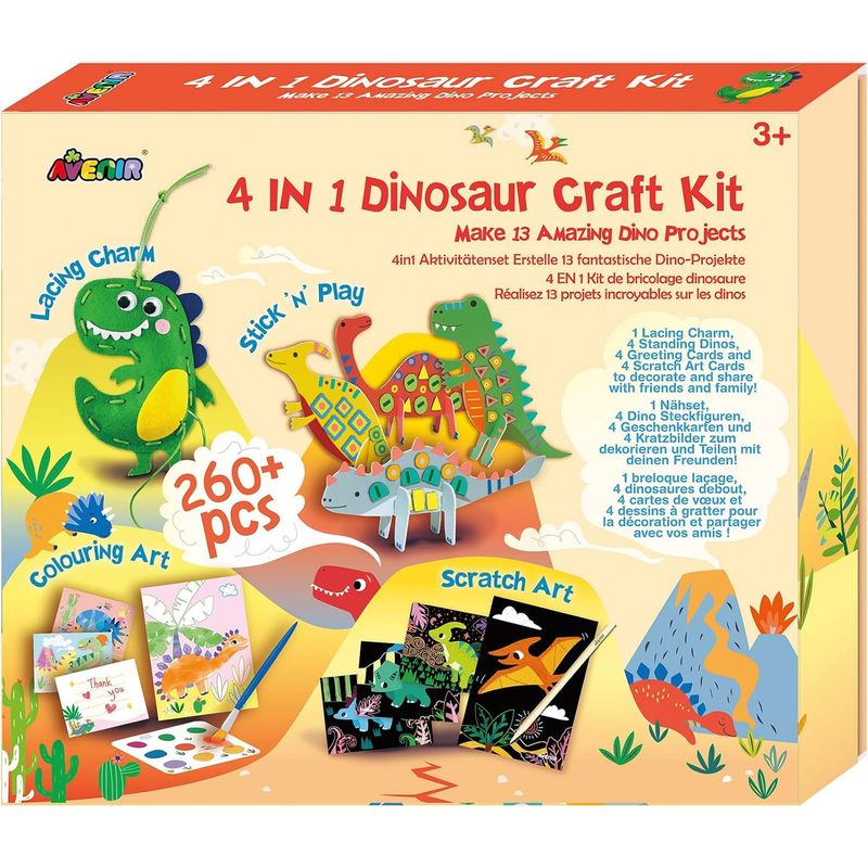 JUGANDO Y EDUCANDO - Juguete Niños Set De Arte Y Manualidades Dinosaurios Tejidos