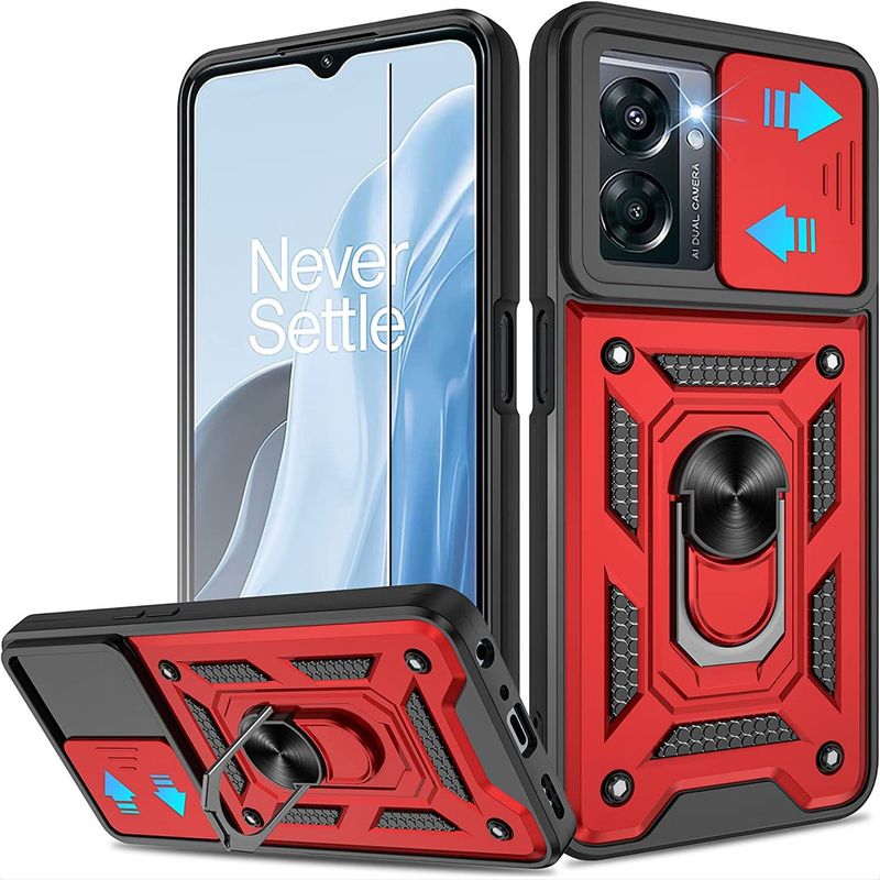 GENERICO - Funda Case Protector De Cámara Slider Compatible Oppo A57  A77 4G Rojo