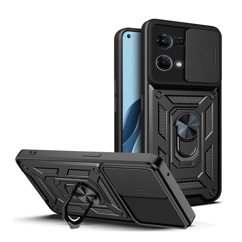 GENERICO - Funda Case Protector Cámara Con Slider Compatible Oppo Reno 7 4G Negro