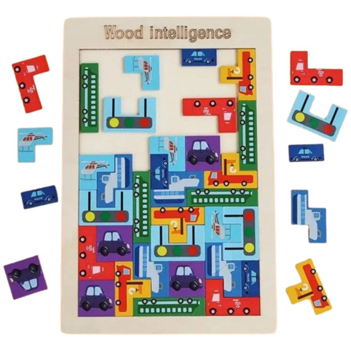 GENERICO - Rompecabezas Bloques De Construcción De Madera De Tráfico