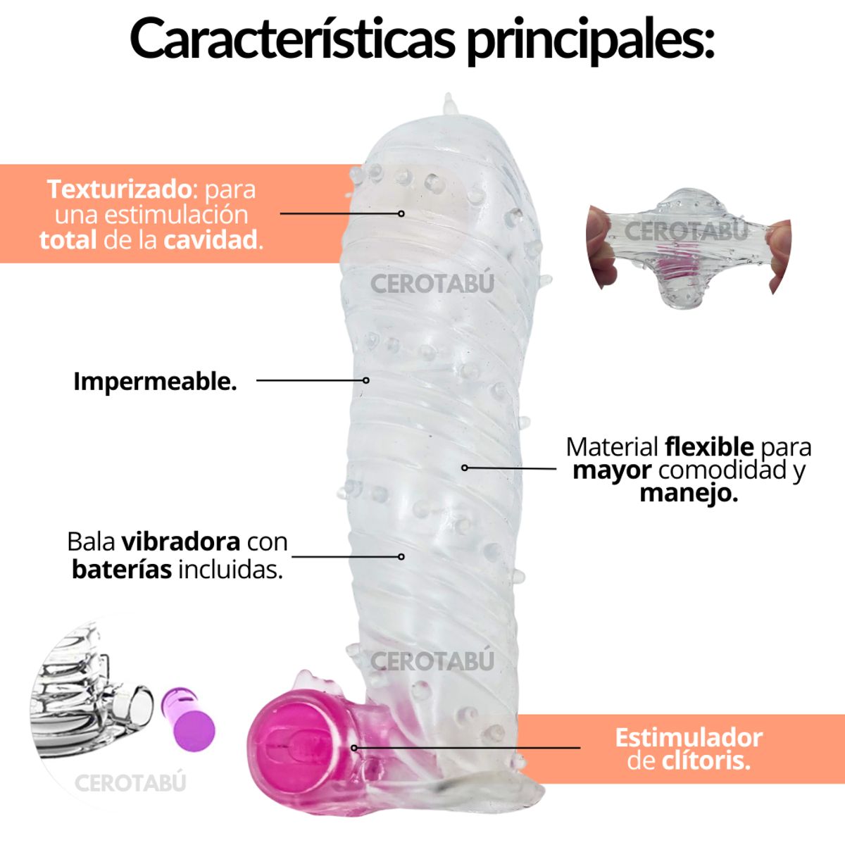 GENERICO - Funda Para Pene Vibradora Con Extensión-