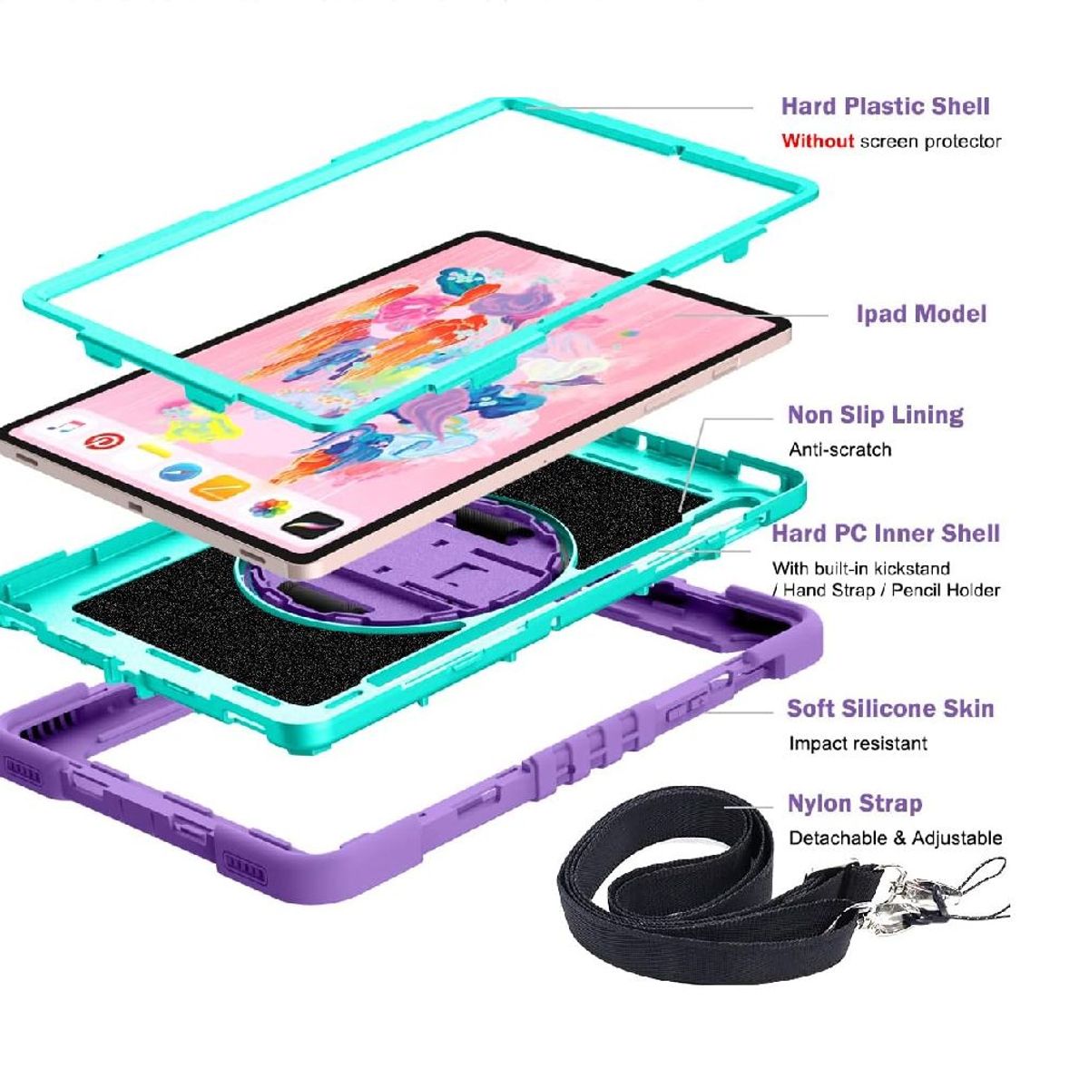 GENERICO - Estuche Antigolpe  Protector + Correa Para iPad Pro 11 + Base