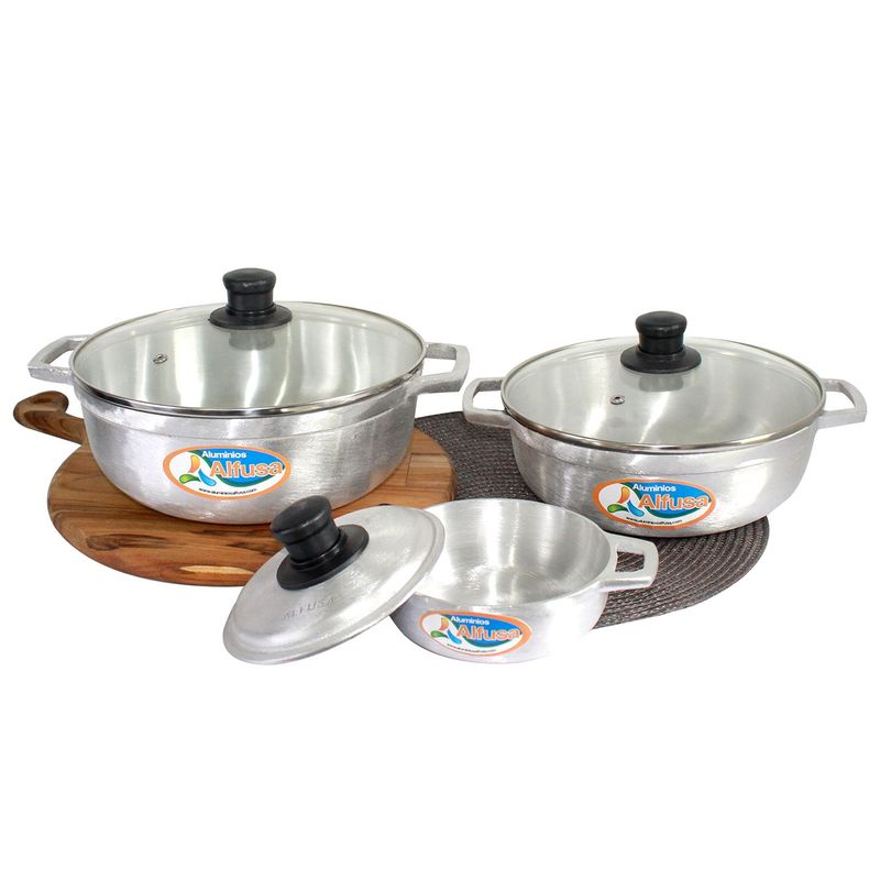 GENERICO - Calderos Tapa Vidrio 24-22 cm- Caldero 13 cm Tapa Aluminio