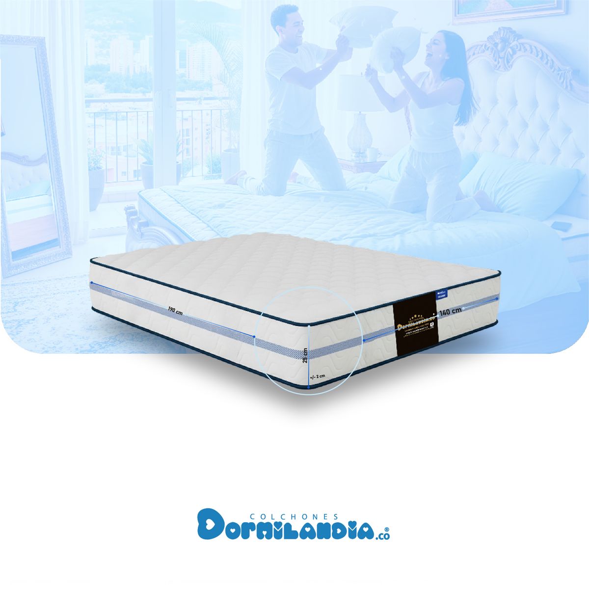 DORMILANDIA - Colchón Caribe Doble Resortado Enrollado en Tula Confortable