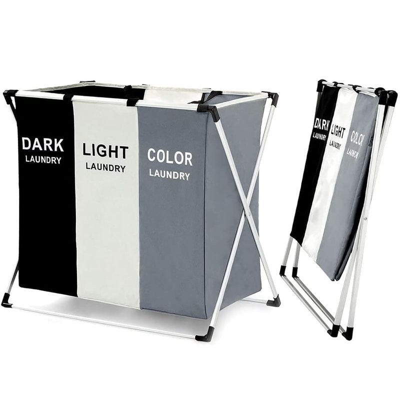 ONE PIXEL - Cesta Para Ropa Canasto 3 Divisiones Plegable Hasta 20 Kg