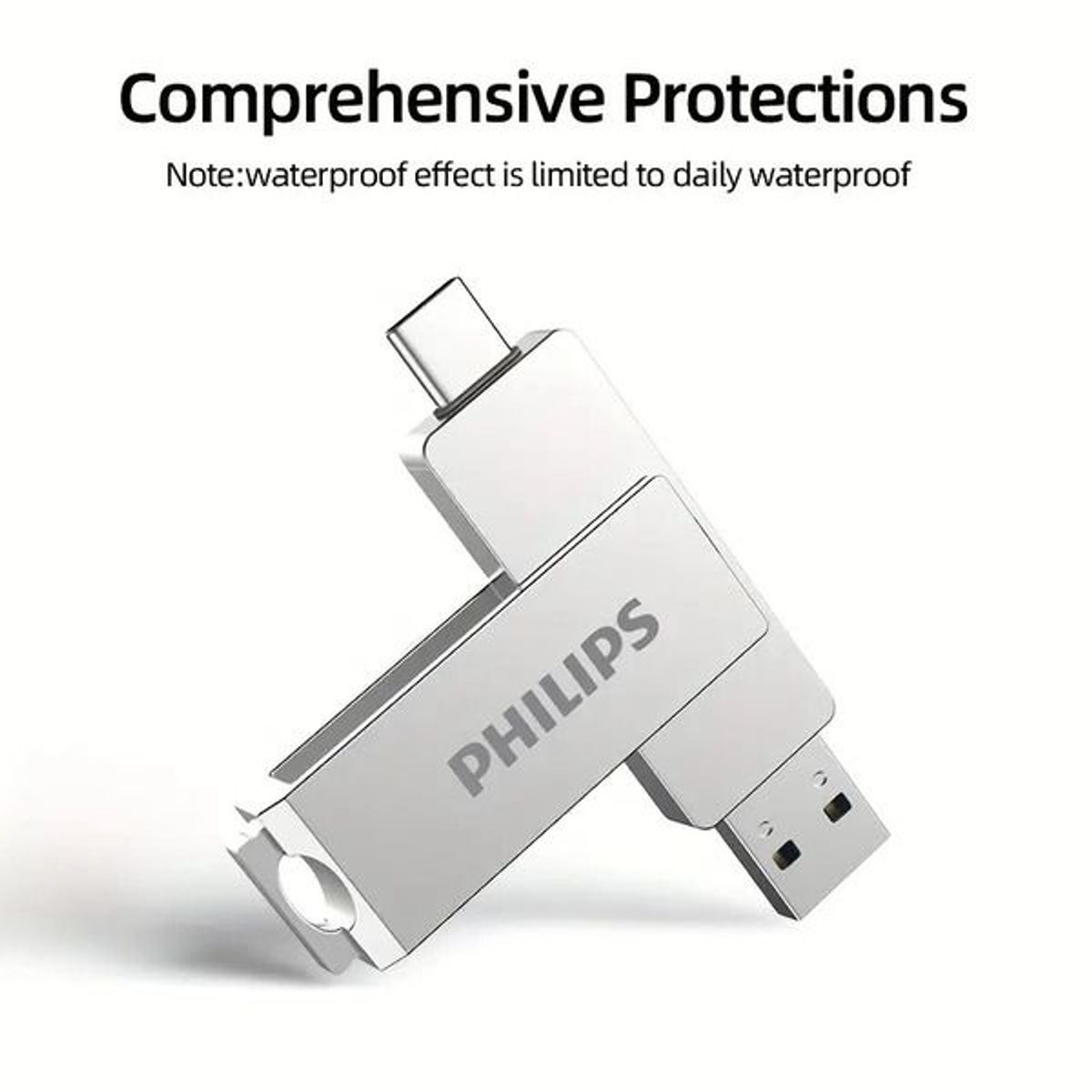 PHILIPS - Memoria USB 2 en 1 - 3.2 y USB C de 64 GB Flash Giratoria Philips