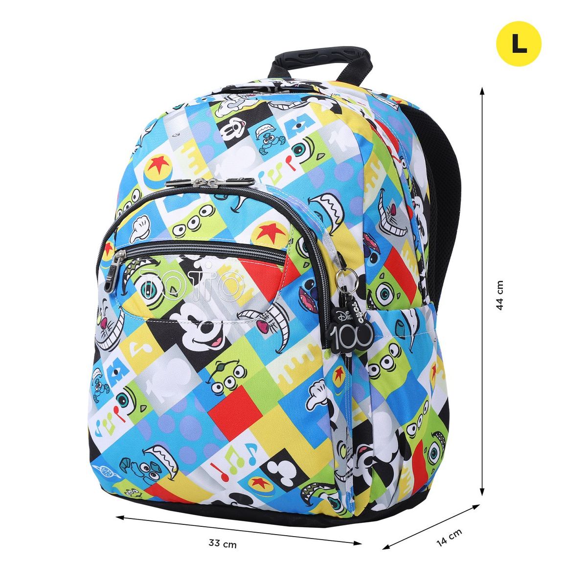 TOTTO - Morral Para Niño Acuarela Disney 100 Personajes L Blanco