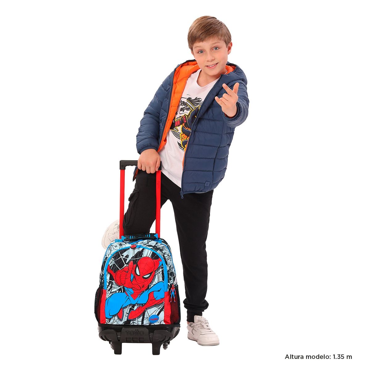 TOTTO - Morral con Ruedas para Niño Spiderman City M Blanco