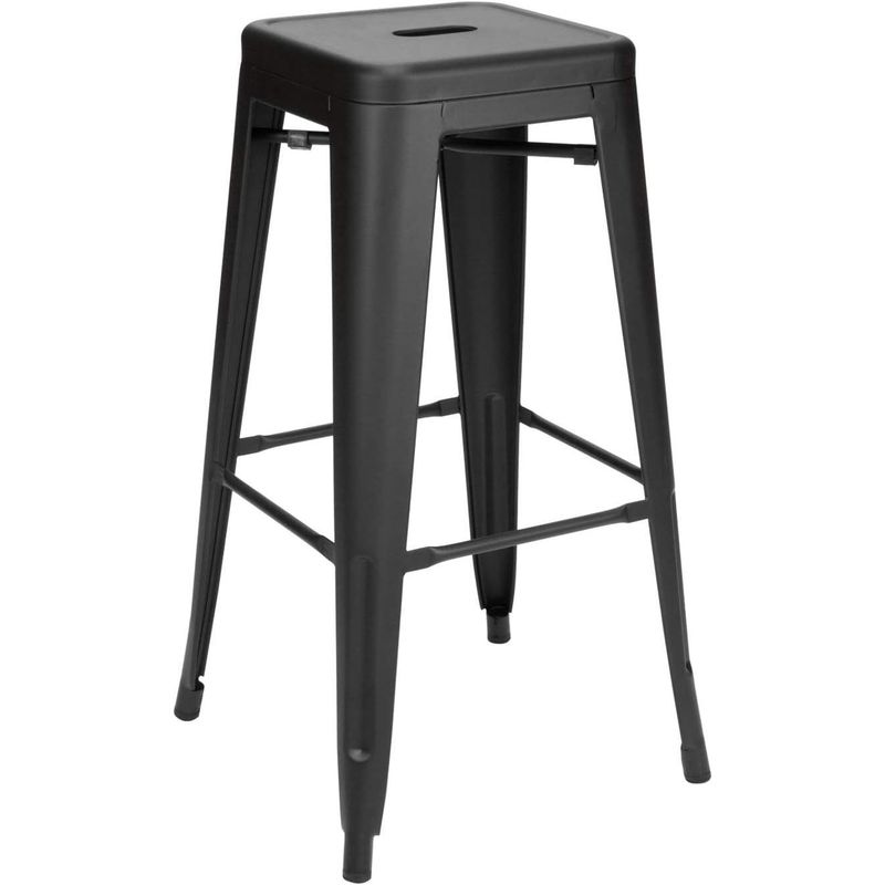 MOBLIHOUSE - Butaco Tolix Alto Para Barra Metálico Negro Mate 75cm