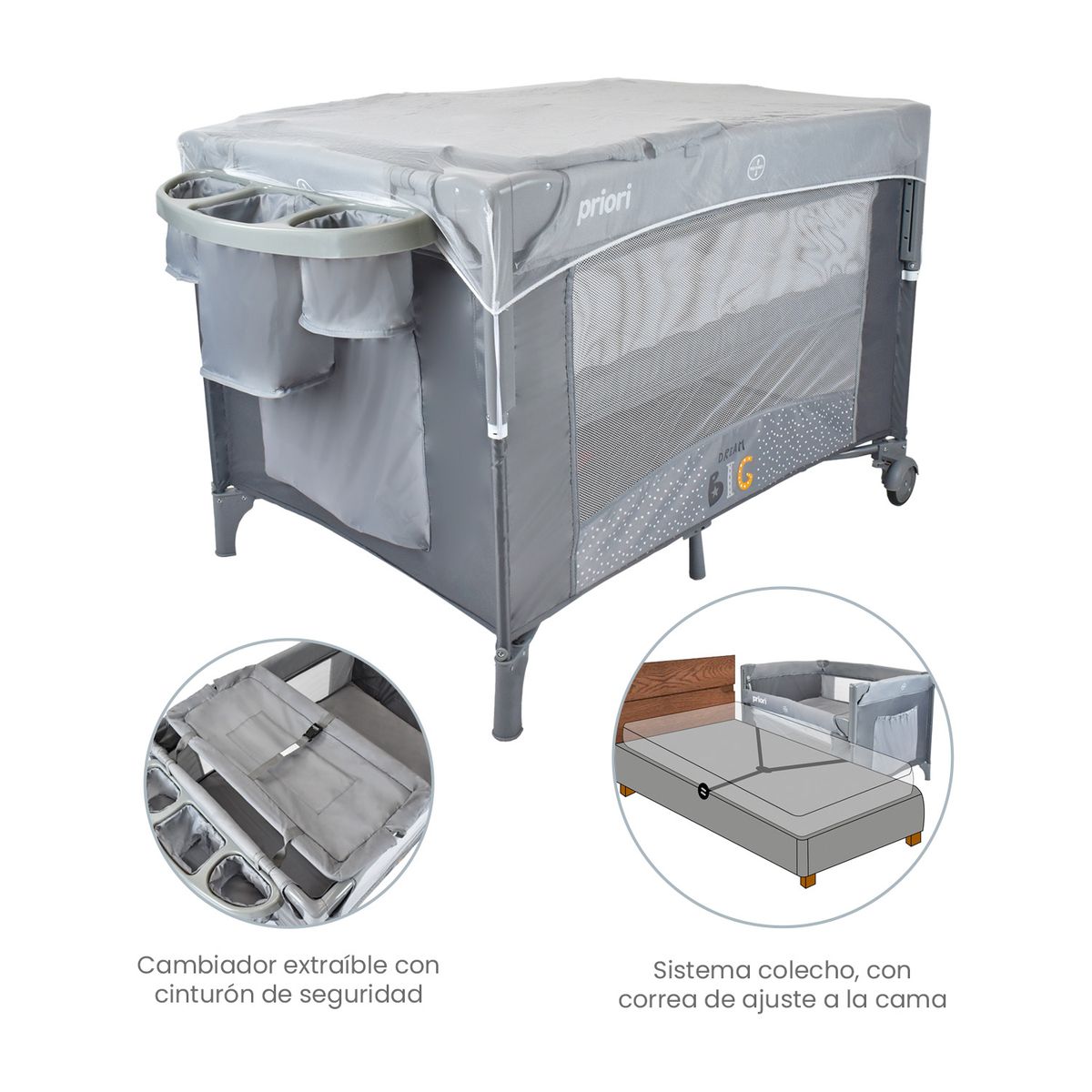 PRIORI - Cuna Colecho Bebe Avanti Dream Priori Gris